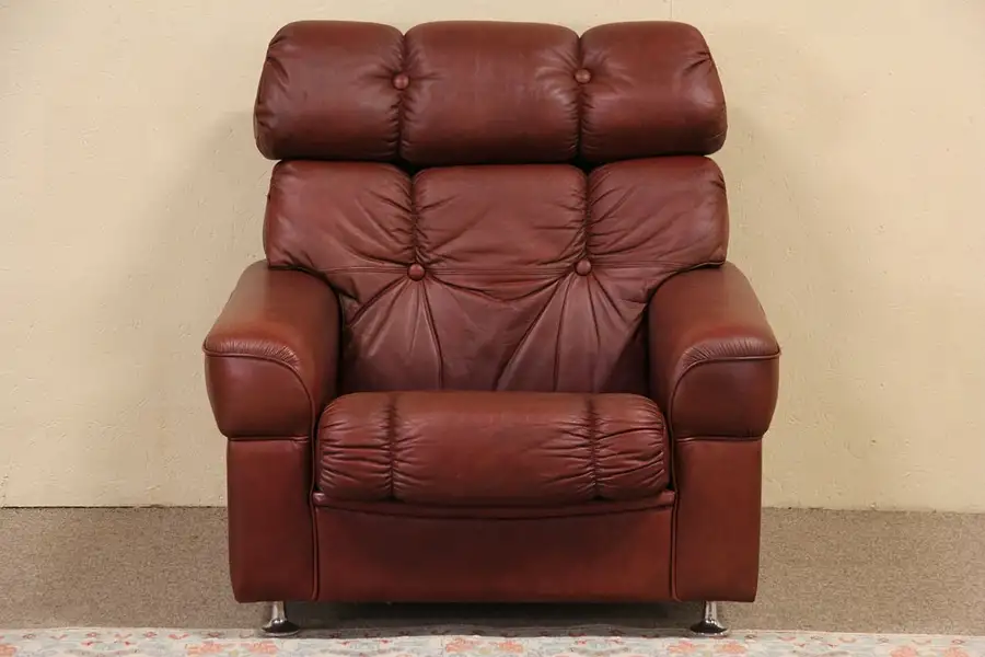 Main image of Tufted Leather Vintage Scandinavian Chair