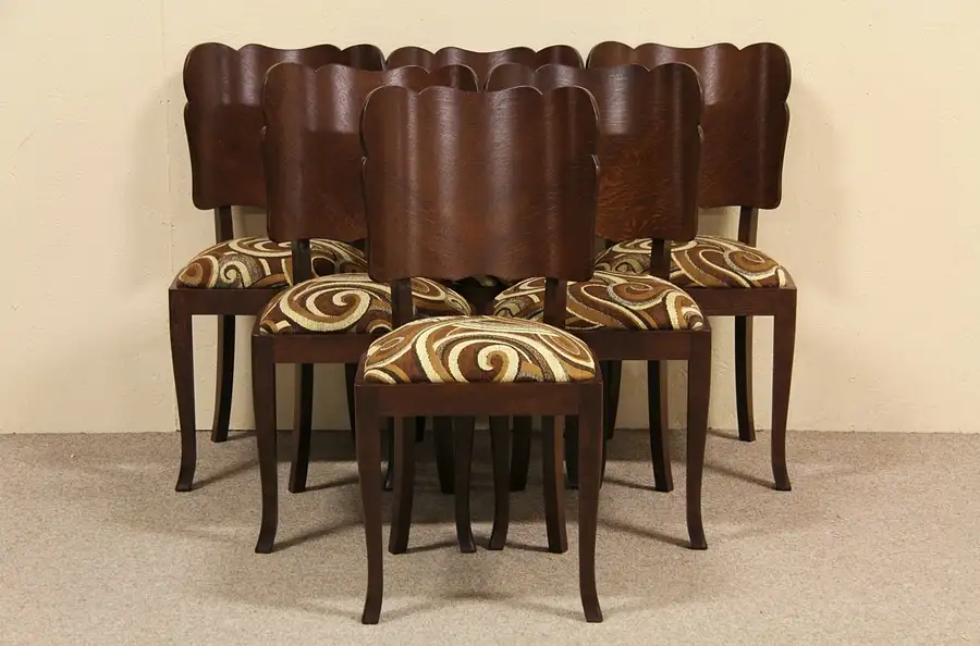 Main image of Set of 6 Art Deco 1930's Dining Chairs