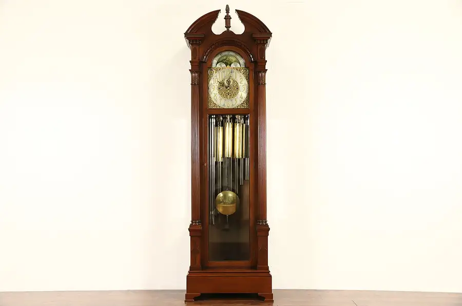 Main image of Colonial 1919 Pat. Long Case Grandfather Clock, Westminster 9 Tube Chime