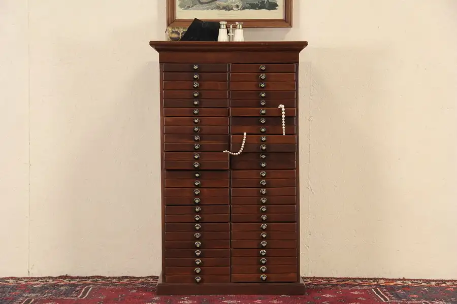 Main image of Watchmakers 28 Drawer 1890 Antique Parts, Jewelry or Collector Cabinet