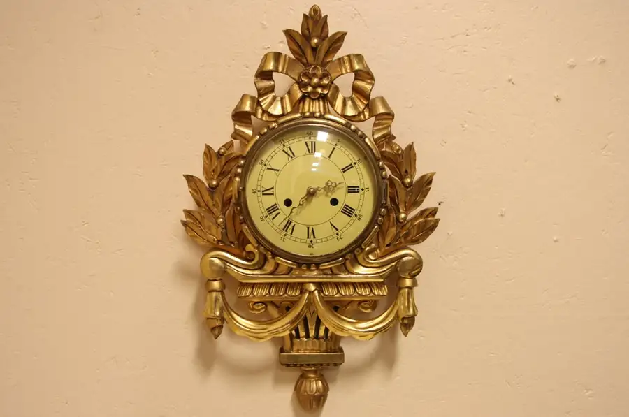 Main image of Carved Gold Cartouche French Wall Clock