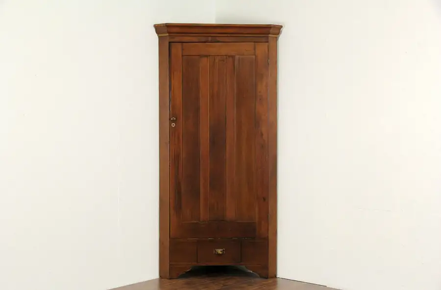Main image of Country Pine 1890 Era Antique Corner Cupboard