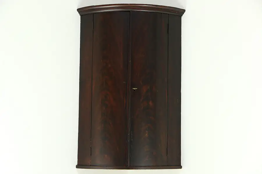 Main image of German 1800's Antique Painted Hanging Curved Corner Cabinet or Cupboard