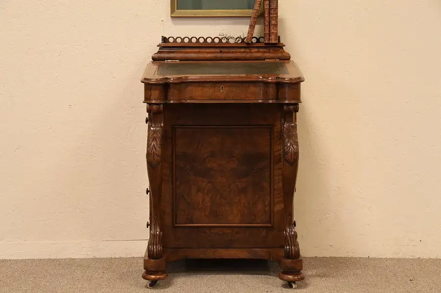 Main image of Victorian Antique Ship Captain's Davenport Desk