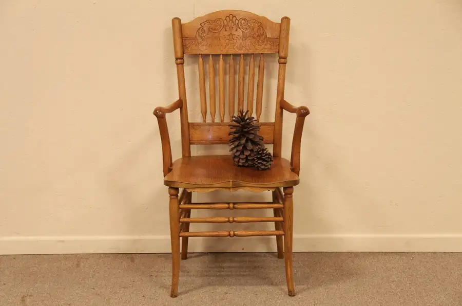 Main image of Northwind Pressback Carved Oak Armchair