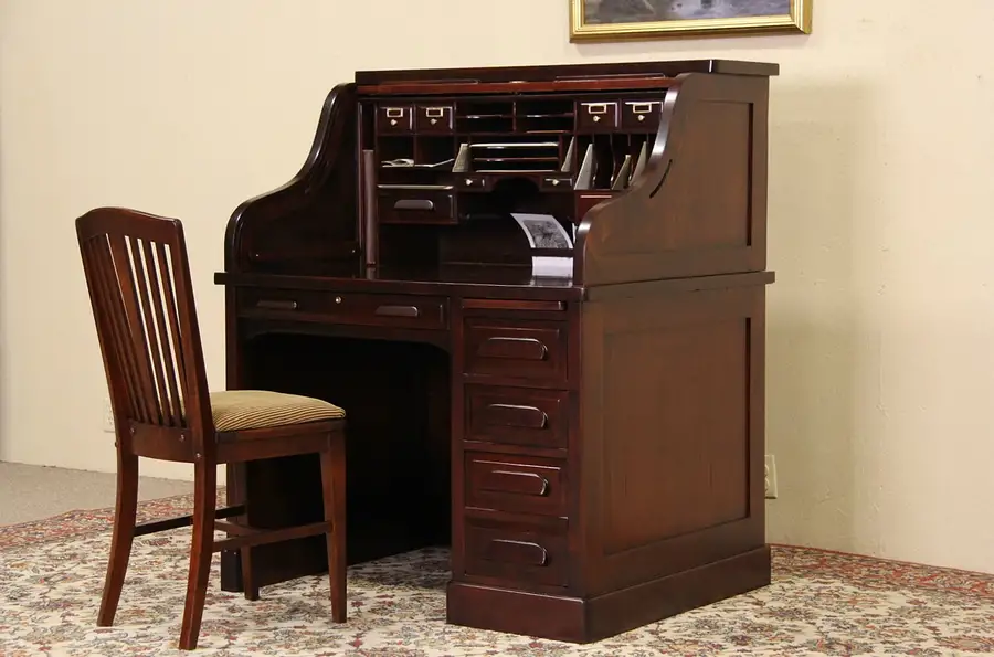 Main image of Standard 1910 Antique Mahogany S Curve Roll Top Desk