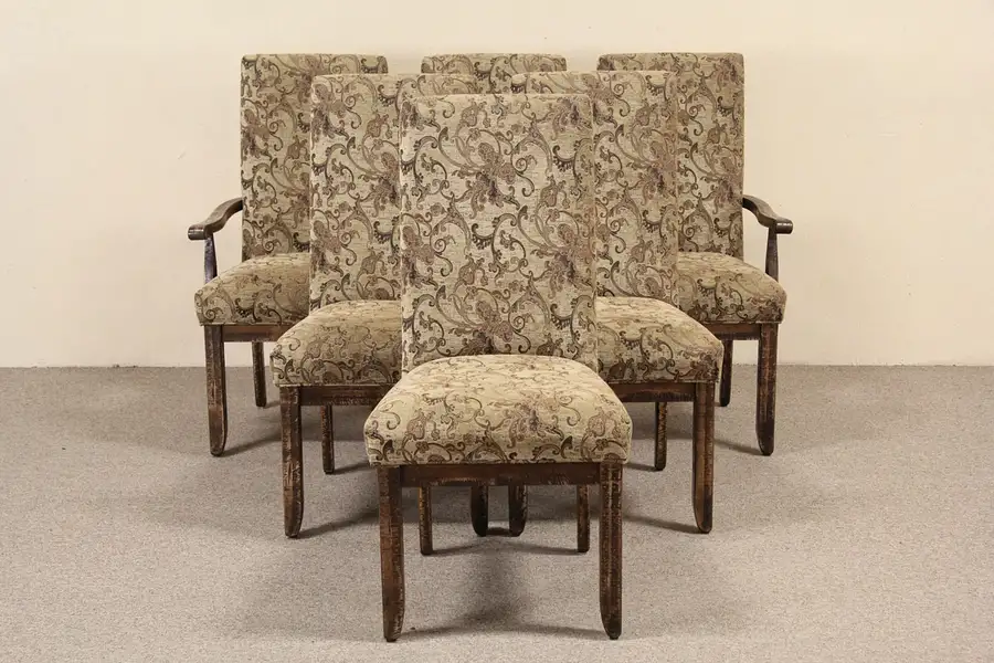 Main image of Set of 6 Canadel of Quebec Upholstered Vintage Parson's Dining Chairs