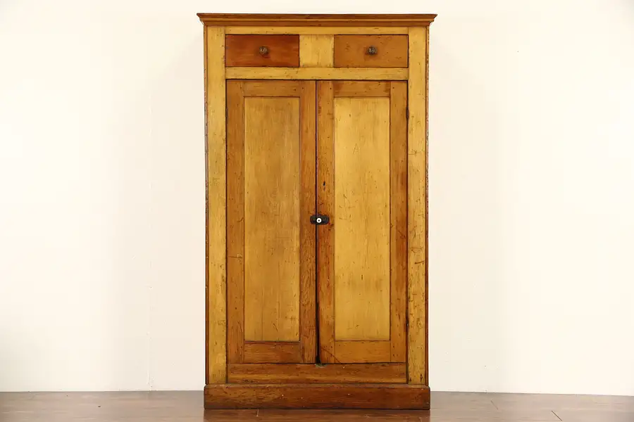 Main image of Country Pine 1860's Antique Jelly or Pantry Cupboard, Square Nails