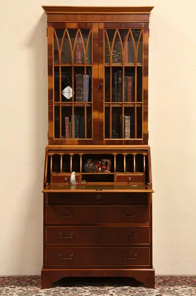 Main image of Secretary Desk, Yew & Cherry Bookcase Top