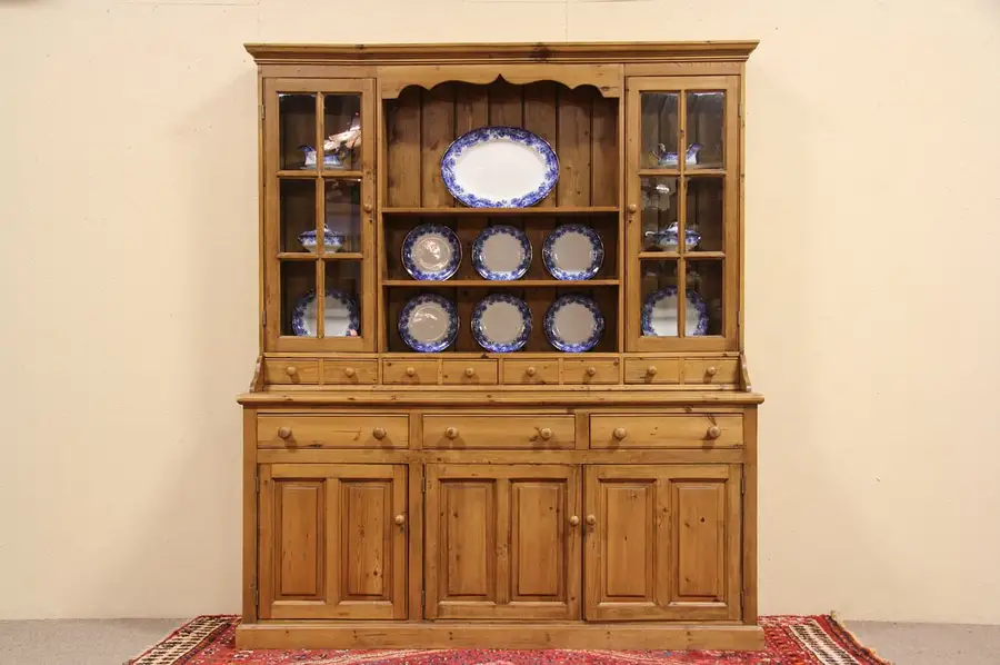 Main image of Country Pine Pewter Cupboard or China Cabinet