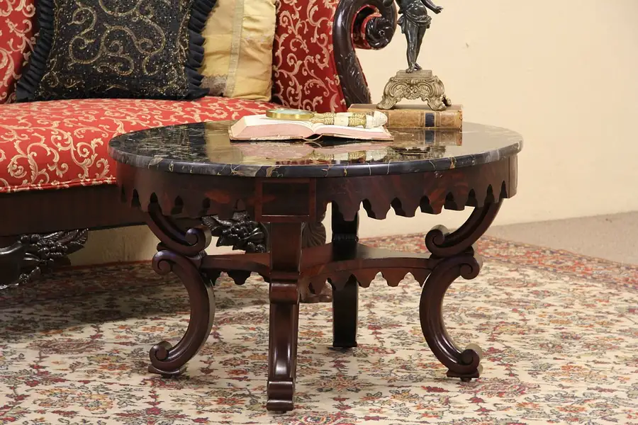 Main image of Empire Marble Top 1900 Antique Coffee Table
