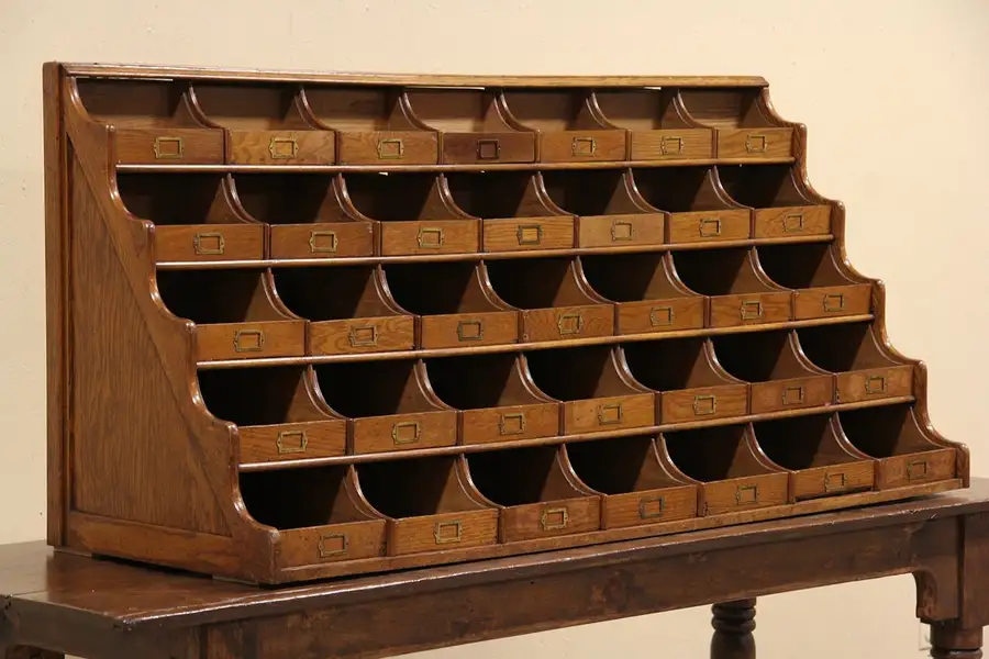 Main image of Oak 1910 Antique 35 Drawer Countertop Display Cabinet