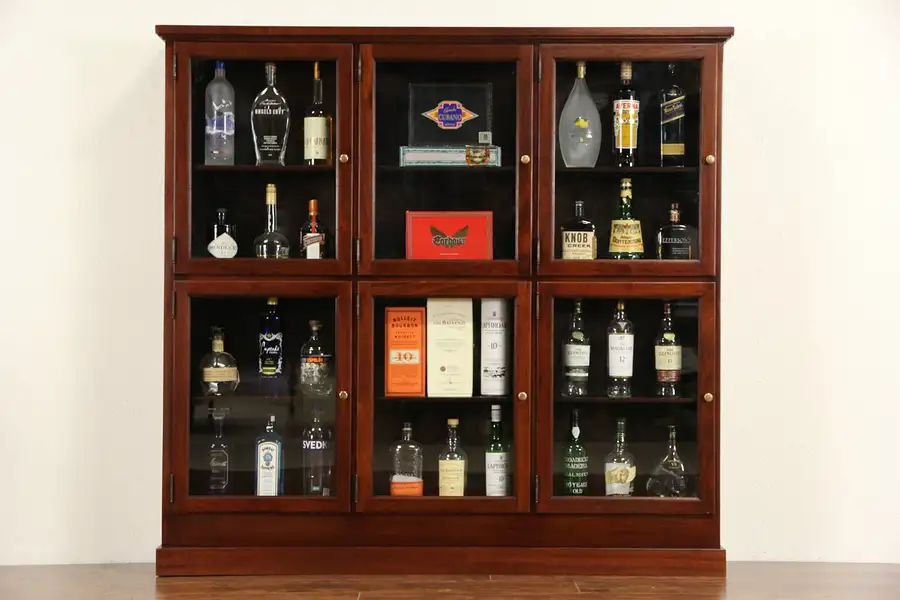 Main image of Cigar Tobacco Store Humidor Cabinet, 1900's Antique Mahogany, 6 Glass Doors