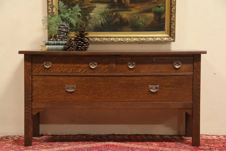 Main image of Arts & Crafts Mission Oak Sofa Table, Server, Sink Vanity or TV Console