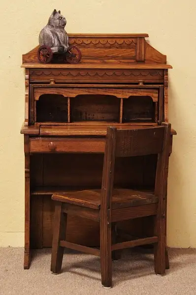 Main image of Victorian Eastlake Child's Oak Rolltop Desk