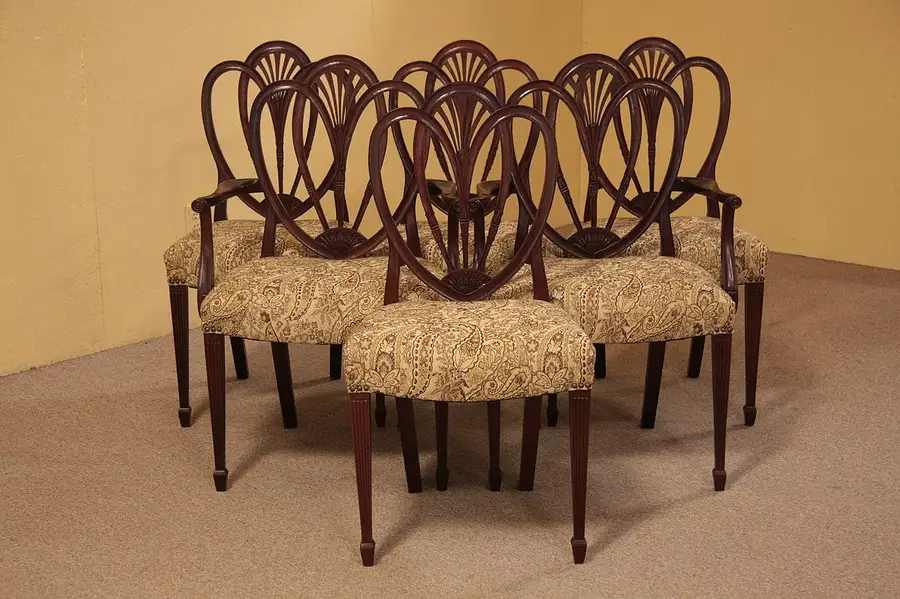 Main image of Set of 6 Sheraton Mahogany Dining Chairs