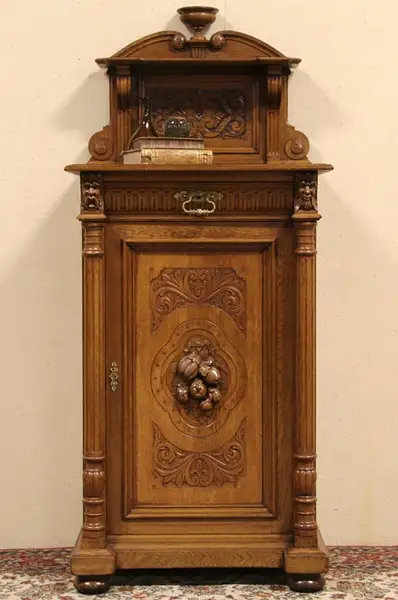 Main image of Austrian Antique 1890 Oak Cabinet, with Carved Fruit