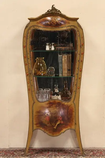 Main image of Vernis Martin Bombe 1900 French Vitrine or Curio Display Cabinet