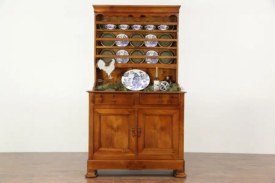 Main image of French Country 1830 Antique Cherry Pewter Cupboard or Sideboard