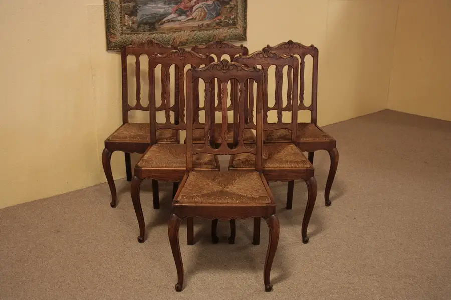Main image of Set of 6 Country French Oak Dining Chairs