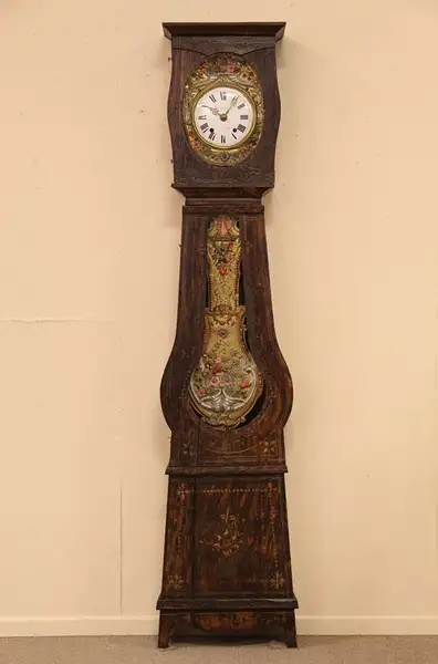 Main image of French Country Pine Farmhouse Tall Case French Clock