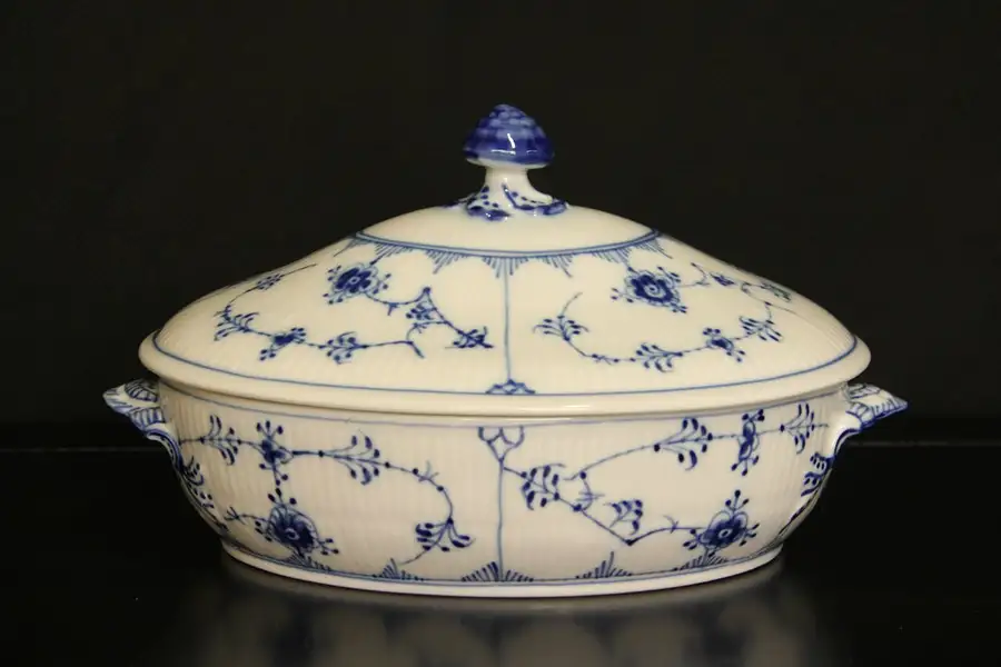Main image of Royal Copenhagen Blue Fluted Plain Covered Vegetable Serving Bowl