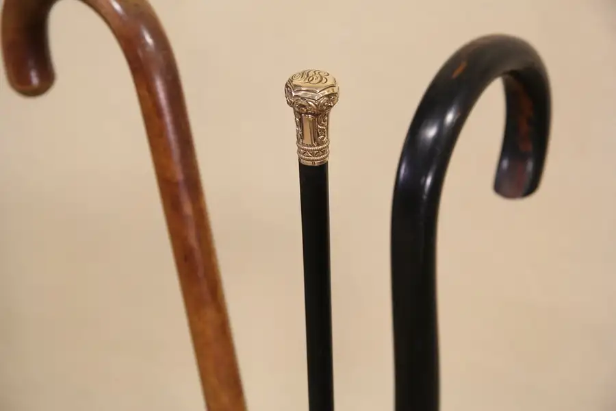 Main image of Gold Head 1890 Antique Walking Stick, Opera Cane