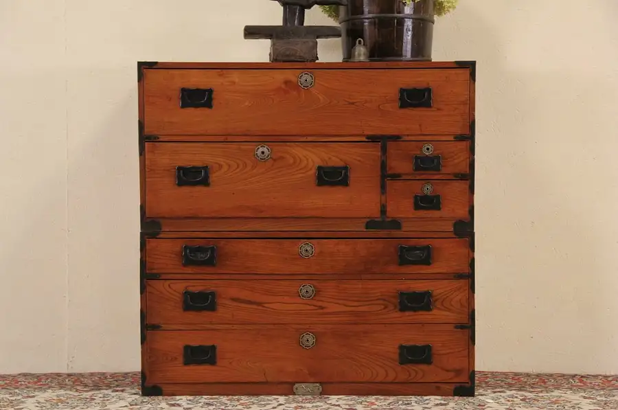 Main image of Tansu Japanese Antique 2 Pc. Chest or Dresser