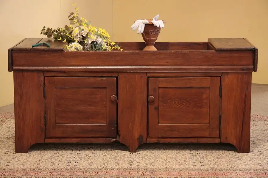 Main image of Primitive Antique Pine Dry Sink or Potting Bench
