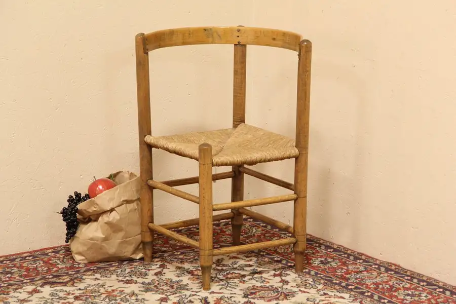 Main image of Country 1890 Antique Rush Seat Corner Chair