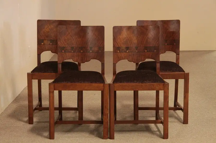 Main image of Art Deco Set of 4 Dining or Game Chairs