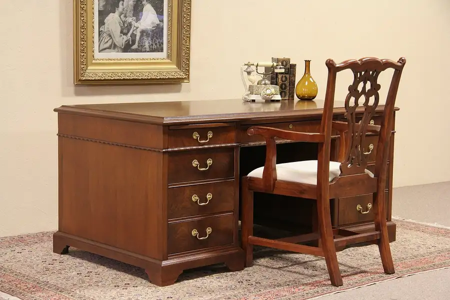 Main image of Executive Vintage 1940's Walnut Desk, Interview Shelf