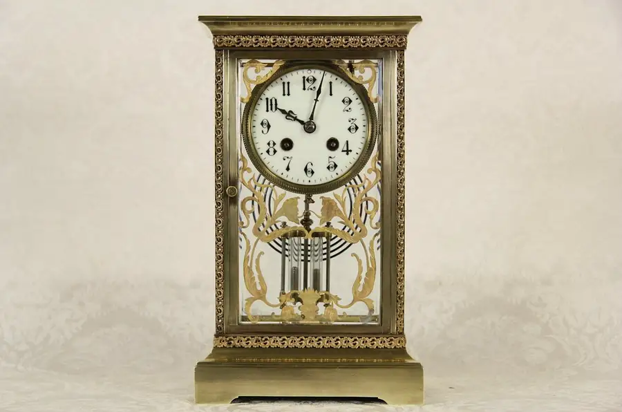 Main image of Paris Crystal Regulator 1900 Antique Clock, Signed France
