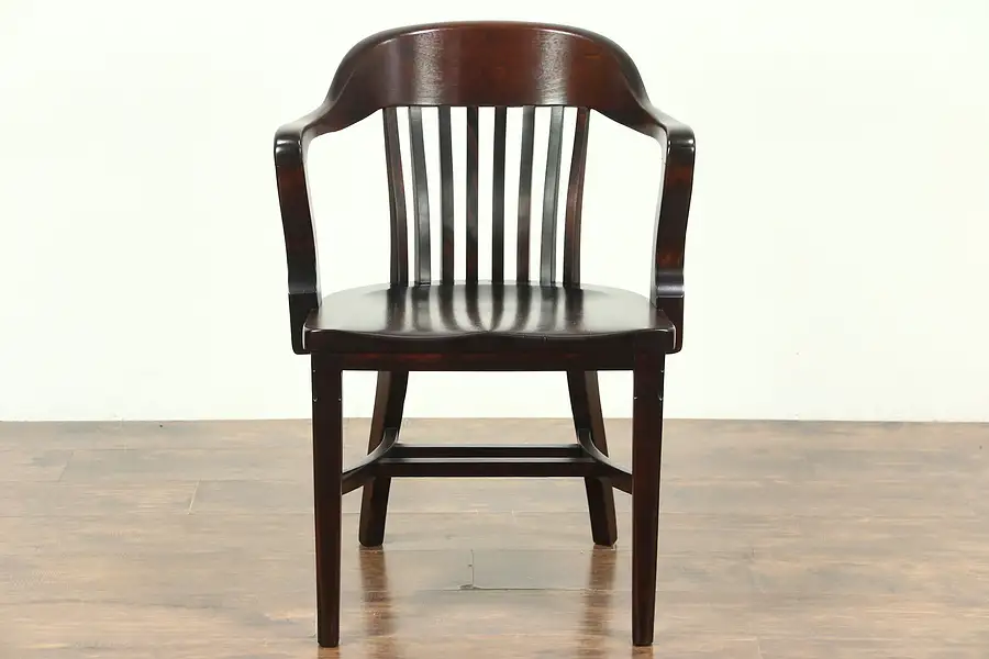 Main image of Mahogany Finish Antique Banker, Library or Office Chair