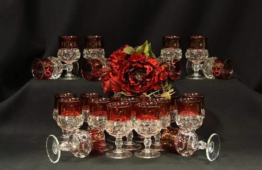 Main image of 23 Pc Kings Crown Ruby Thumbprint Goblets