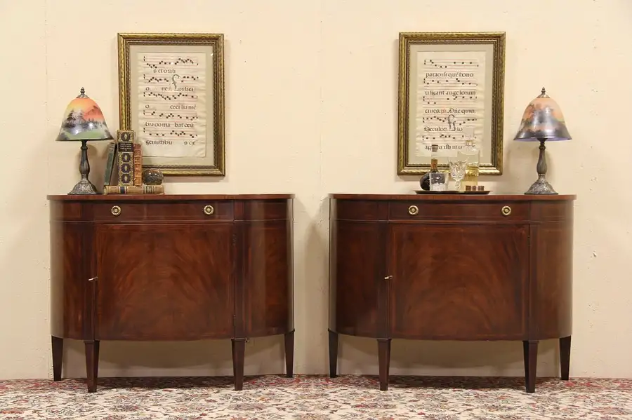 Main image of Pair Baker Demilune Console Cabinets
