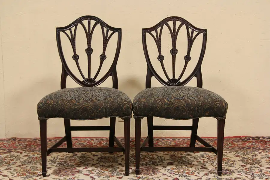 Main image of Pair of Shield Back 1920's Hepplewhite Side or Dining Chairs
