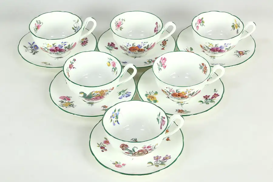 Main image of Set of 6 Old Coalport Period 1825 Signed Cups and Saucers