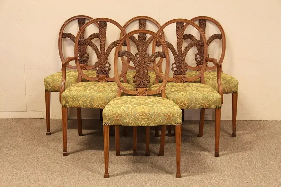 Main image of Satinwood Feather Crest Set of 6 Dining Chairs