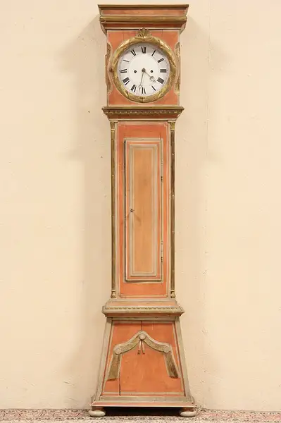 Main image of Swedish Country Pine Painted Tall Case 1825 Clock