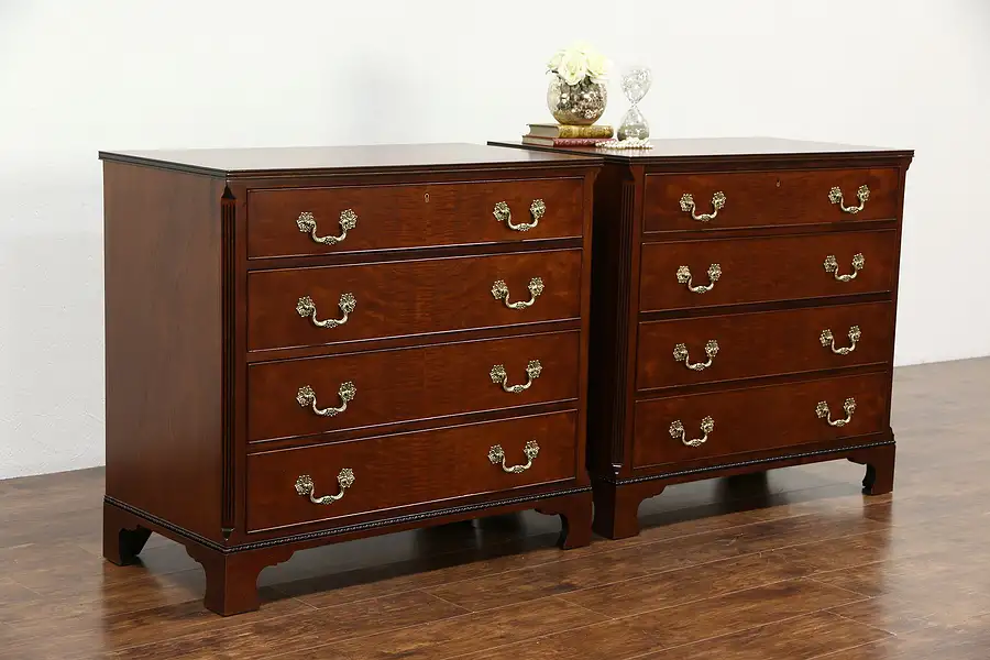 Main image of Kittinger NY Signed Pair of Vintage Mahogany Linen Chests or Dressers