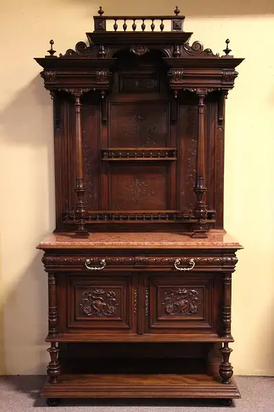 Main image of Victorian Marble Top Sideboard, Bar or Server 1890