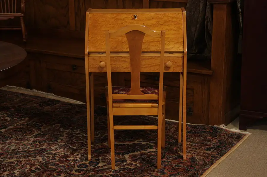 Main image of Early 1900's Birdseye Maple Desk and Chair