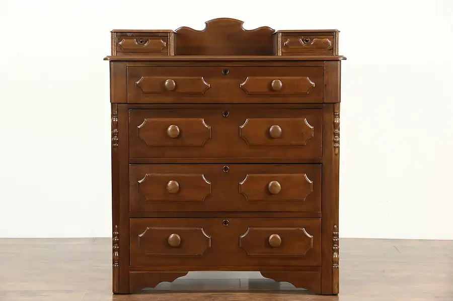 Main image of Victorian Walnut Antique 1880's Chest or Dresser, Hankie or Jewelry Drawers
