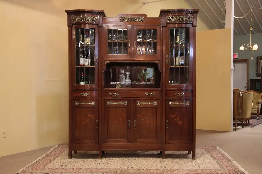 Main image of Backbar, Server or China Cabinet, with Leaded Glass