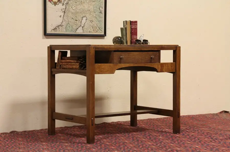 Main image of Limbert Arts & Crafts Mission Oak Antique 1900 Library Table