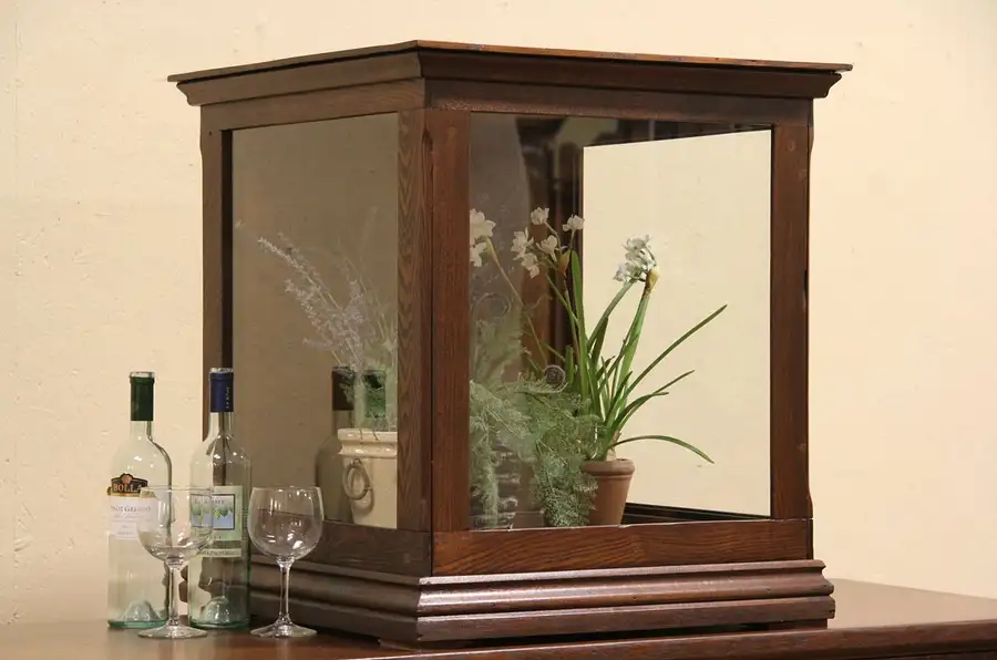 Main image of Countertop 1900 Oak Showcase or Display Cabinet, Roll Top