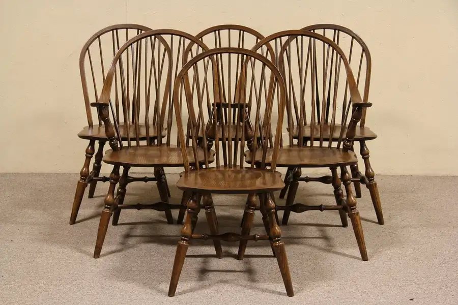 Main image of Set of 6 Hale of Vermont Oak Windsor Dining Chairs