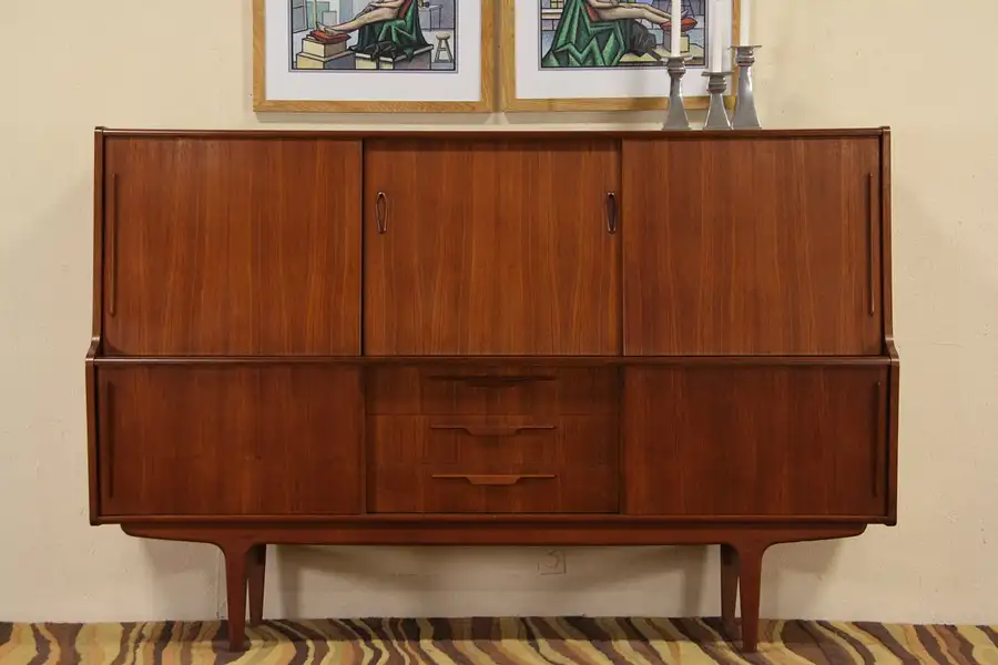 Main image of Midcentury Danish Modern Teak Credenza or China Cabinet, 1960's Vintage