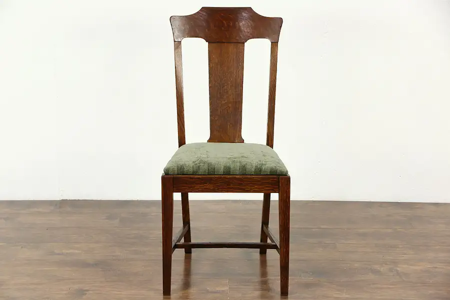 Main image of Mission Oak 1900 Craftsman Antique Arts & Crafts Side or Desk Chair, Signed Peru